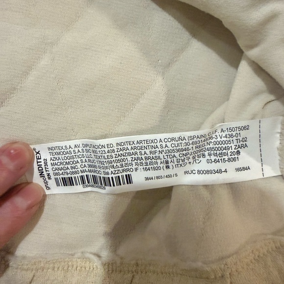 ZARA Quilted Crop Sweatshirt | Beige Diamond Stitch | Size S - Picture 5 of 5